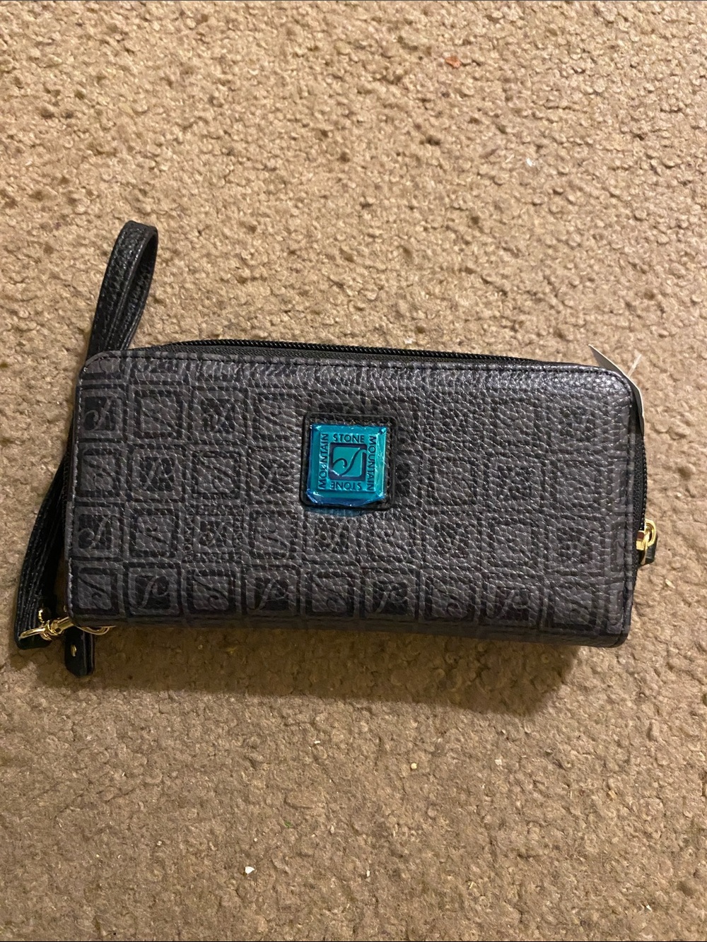 Stone Mountain Black Wallet with Silver Logo Plaque and Silver Hardware